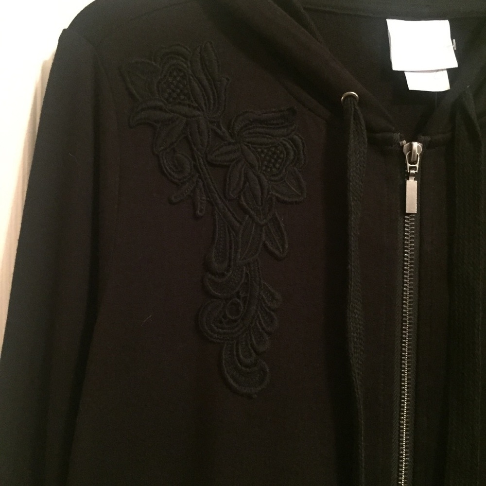 Sunday Dress Barn Black Zip up with patch detail